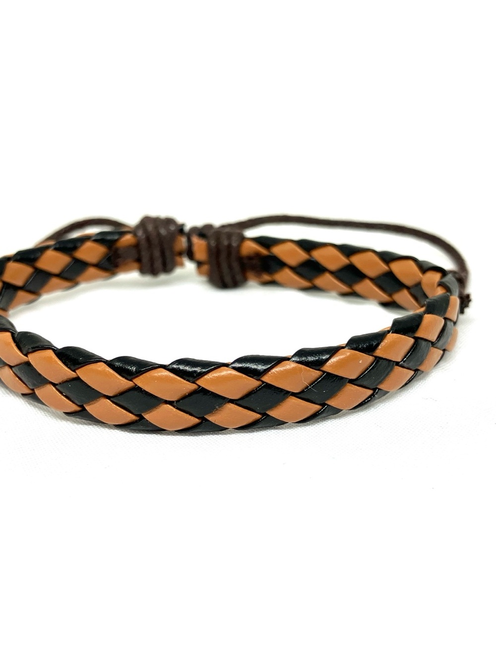 Handmade Braided Leather Bracelet - Dark Brown